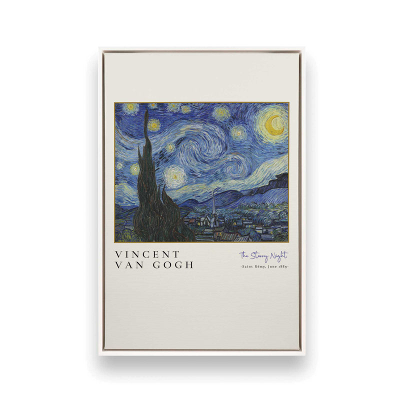 La nuit étoilée de Van Gogh, Cadre flottant blanc opaque, H 18,75 po x l 12,75 po