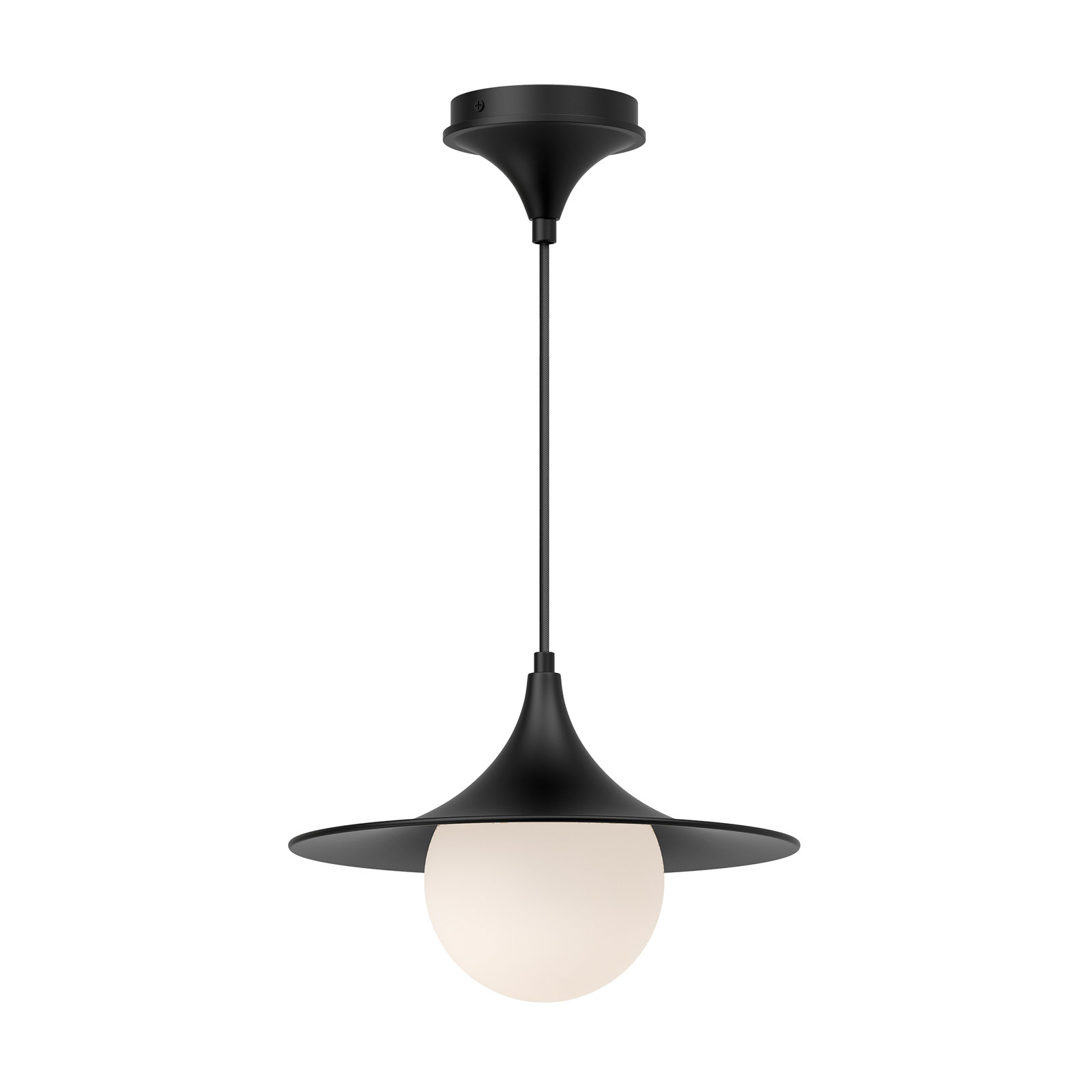 Hermit Single Light Glass Pendant, Matte Black/Opal Matte Glass, 83.75" H x 12.5" W x 12.5" D