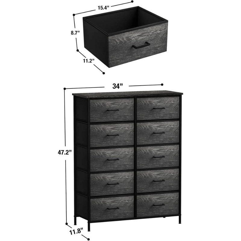 Commode à 10 tiroirs Sorbus Kids, Noir