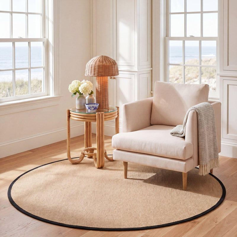 Tapis beige/noir Cayman, Rond 6 pi