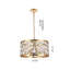 Lustre 6 lumières à abat-jour tambour en cuivre avec détails en cristal étoile transparente