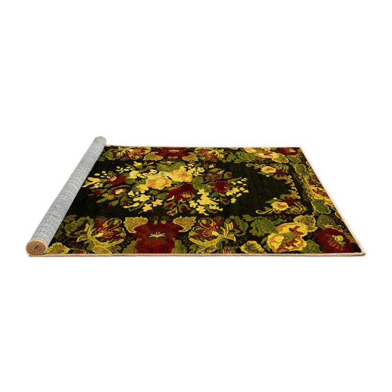 Washable Floral Indoor Rug, Square 4'