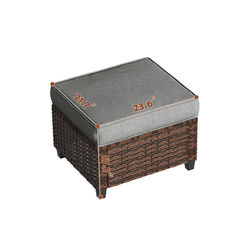 Repose-pieds Mashawna avec coussin Sunbrella®, Gris, Brun