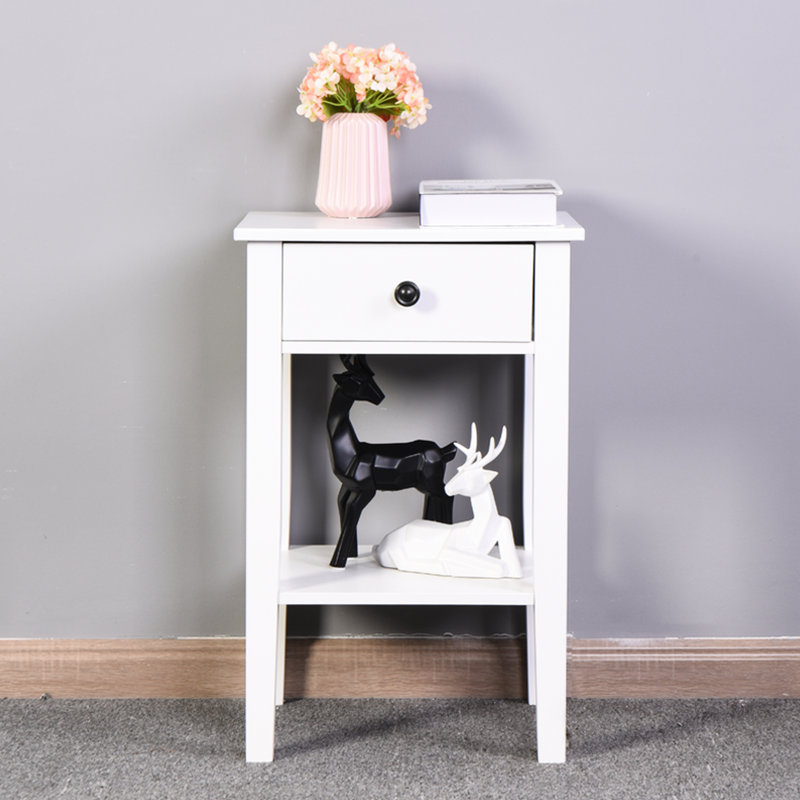 White Bathroom Table With Drawer - Enhances Utility Side Storage For Various Rooms