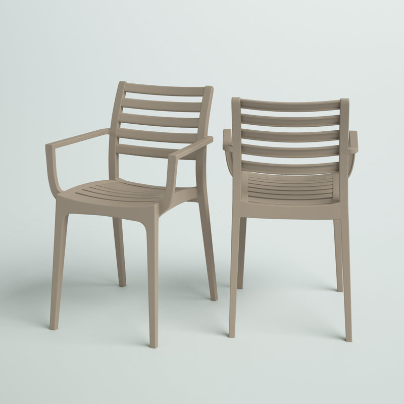 Chaise de salle à manger empilable pour patio Melissus, Taupe