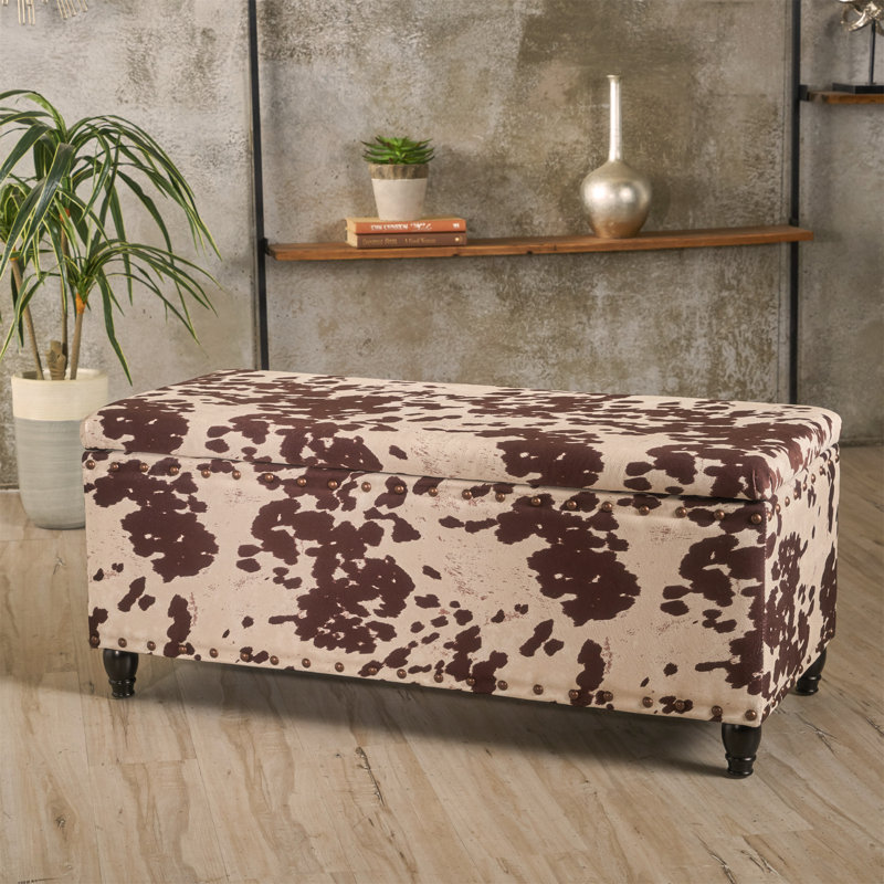 Flip top Storage Bench, Cream/ Dark Brown