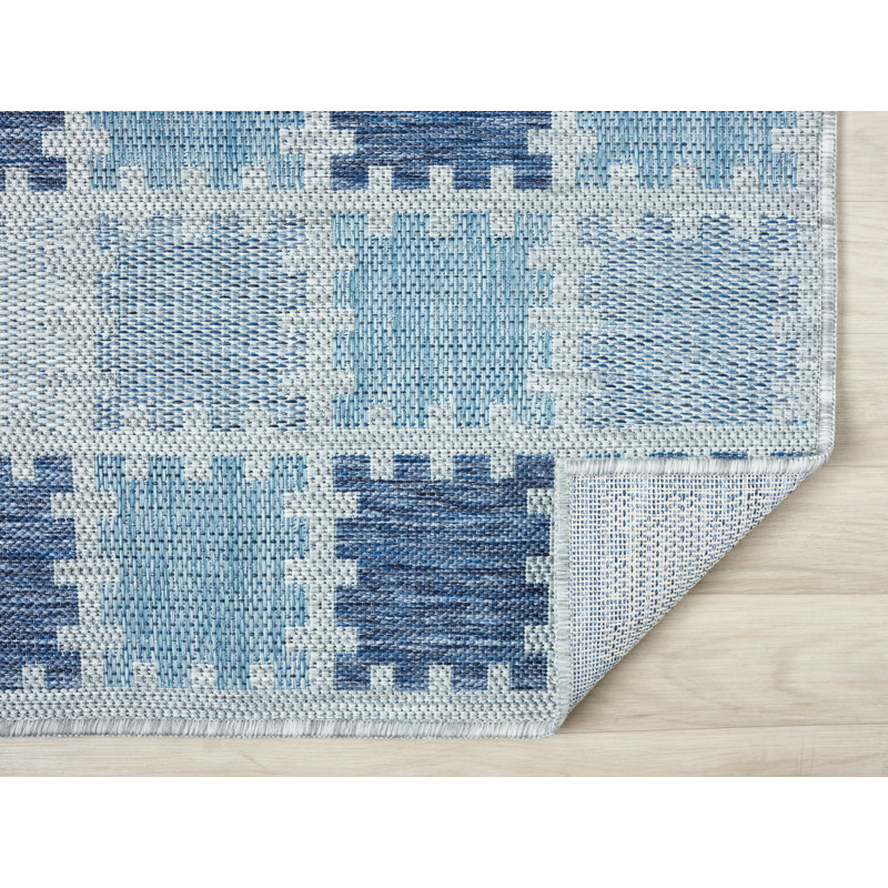 Tillee Power Loomed Polypropylene Indoor/Outdoor Rug, Blue, 2'2x3'9