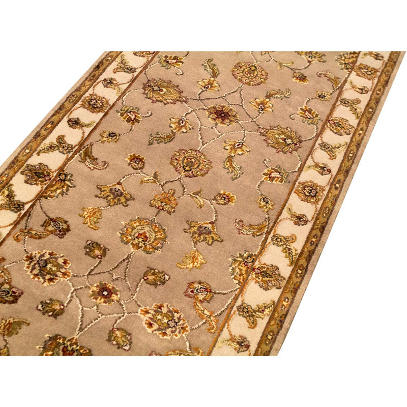 Tapis chameau / ivoire noué à la main de haute qualité