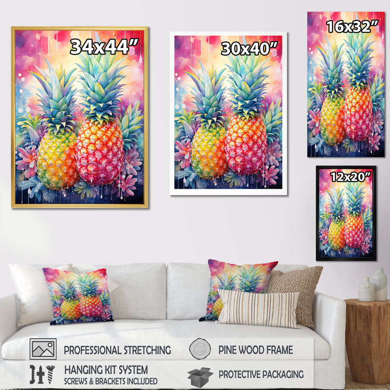 Impression sur toile «Bountorable Sunfills Pinapple Tropics I», Toile tendue, H 44 po x l 34 po x P 1,5 po