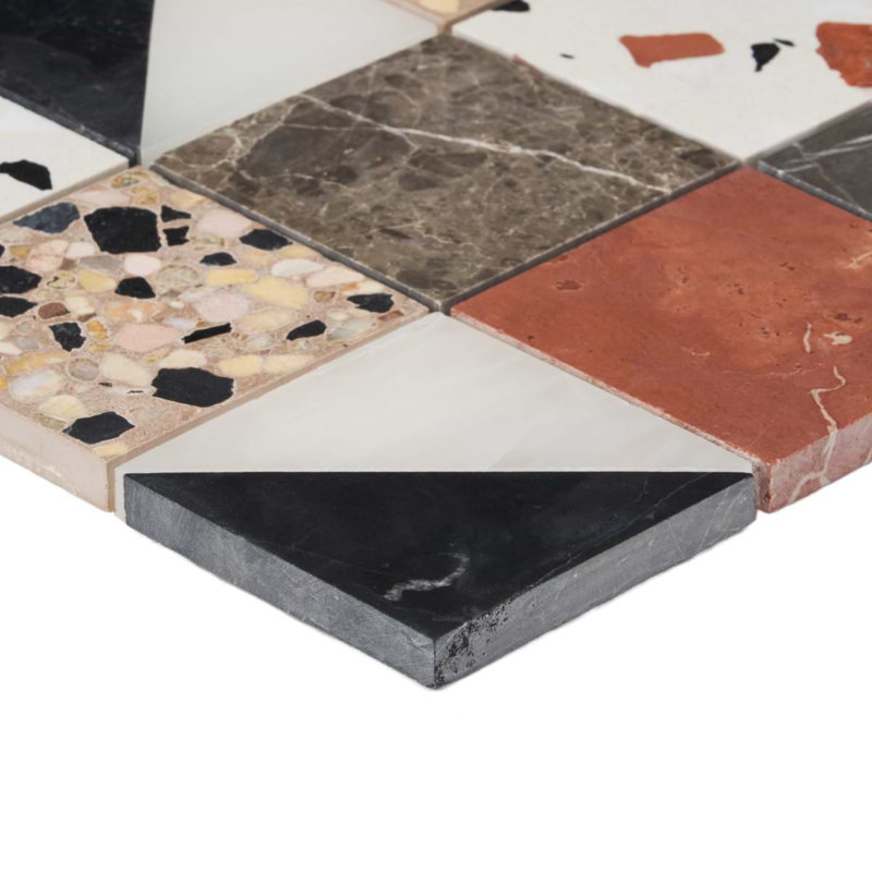 Elizabeth Sutton Artem Mosaic Tile, Wren Terracotta;Gray