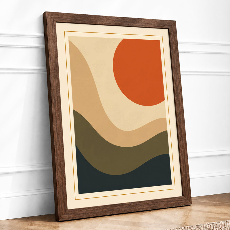 Layered Horizons Minimalist - Framed Print, A1 - 84.1 x 59.4 cm, Walnut
