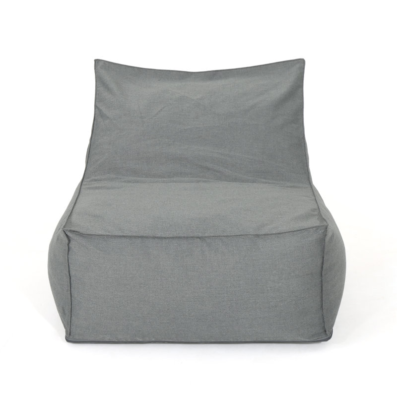 Ettie 3 Ft. Water Resistant Fabric Bean Bag Chair, Dark Grey, Gray