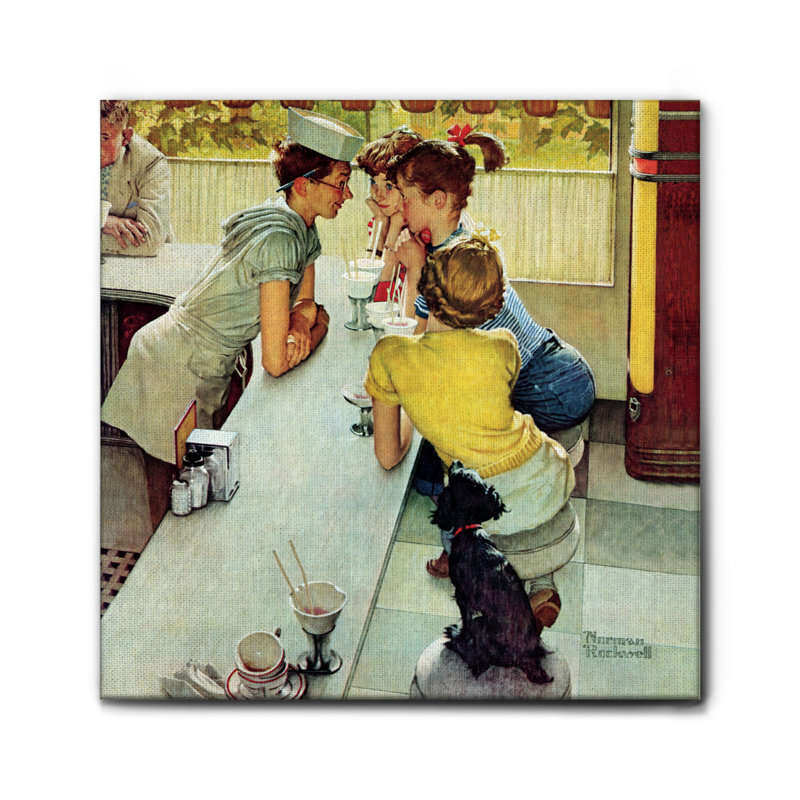 Ragazzi Al Bar by Norman Rockwell - Unframed Print on Canvas
