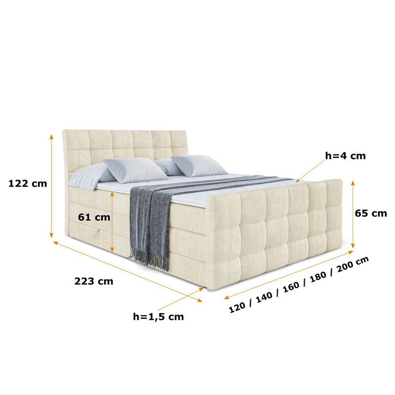 Brookelynne Bed, 120cm W x 200cm D, Beige