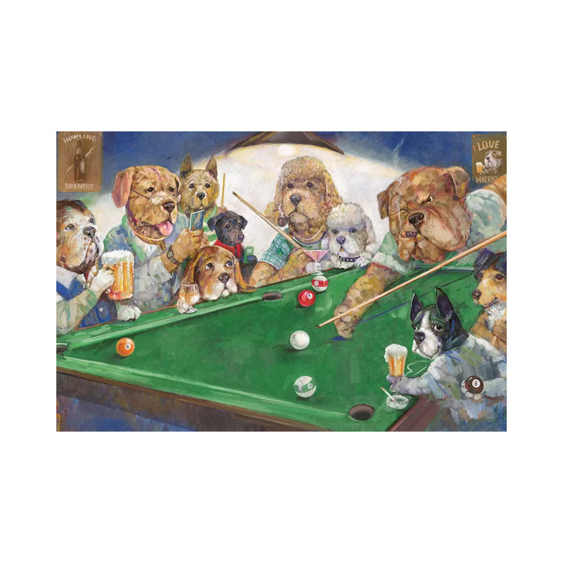 «Pool Dogs» par Ruane Manning - reproduction d'art, H 8 po x l 12 po x P 0,75 po, Toile tendue, Aucun mat