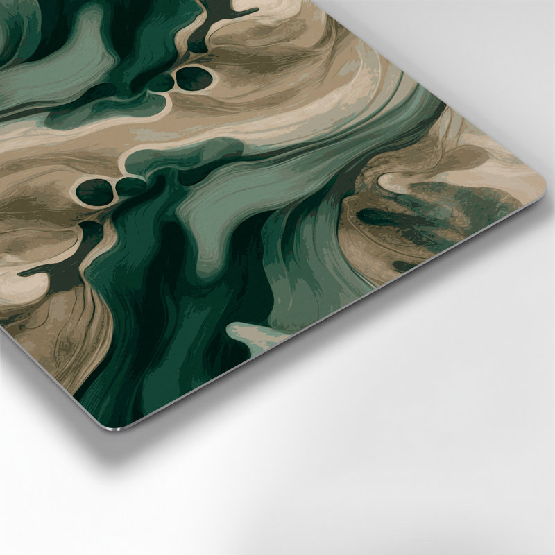 Paysage abstrait 42, art mural en métal vert