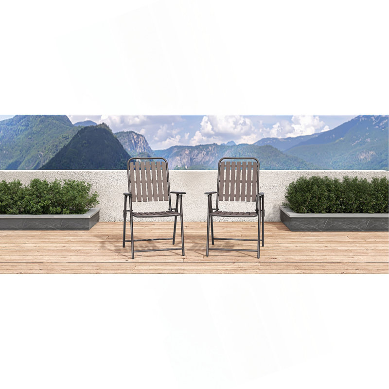 Brun - [Installation instantanée] Chaise pliante 2 pièces, aucun assemblage requis, capacité de 350 lb, résistante à la rouille et anti-taches pour balcon / jardin