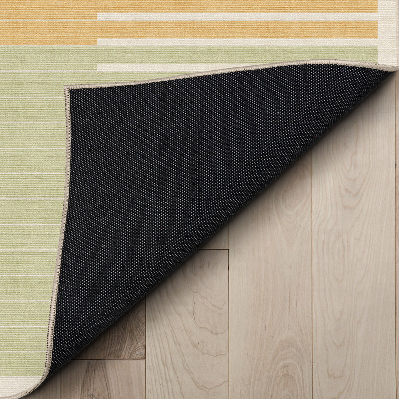 Tapis tissé à plat jaune Kehr Modern, Rectangle 7 pi 3 po x 5 pi 3 po