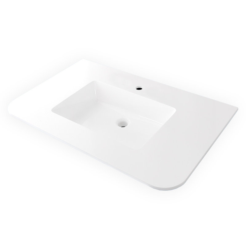 Kubitop 36'' L Bathroom Sink, Gloss White