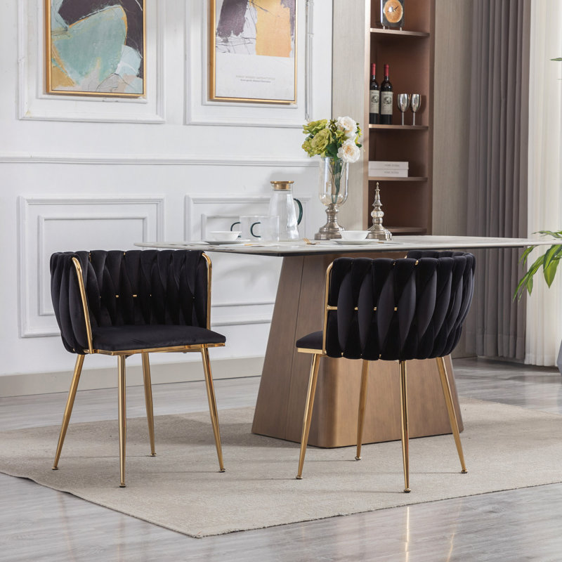 Chaise de salle à manger en velours avec pieds Design