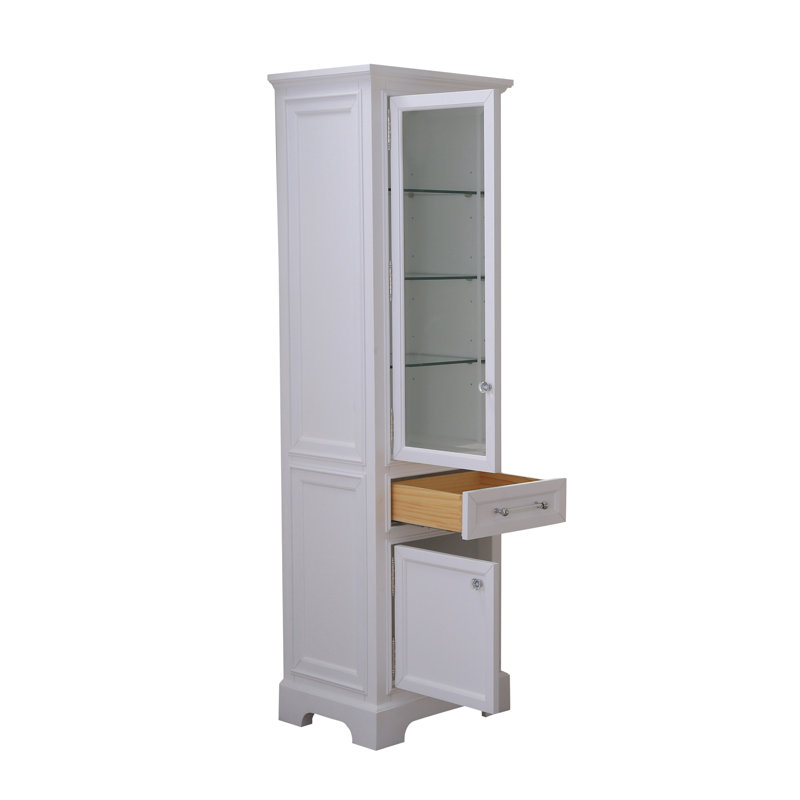 Anchita Solid Wood Frame Linen Cabinet, White
