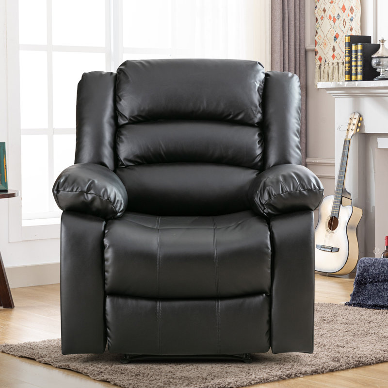 Fauteuil inclinable manuel en similicuir respirant de 37,1 po de largeur, Similicuir noir