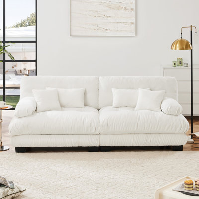 Canapé 2 places en tissu de chenille avec coussins Living Room