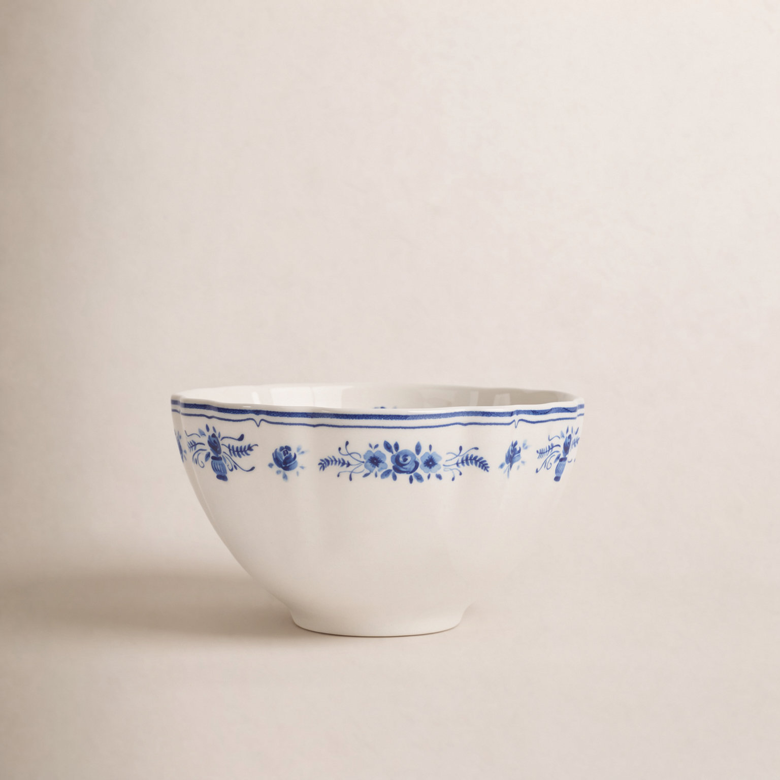 Vila Stoneware Cereal Bowl, Beige/Blue