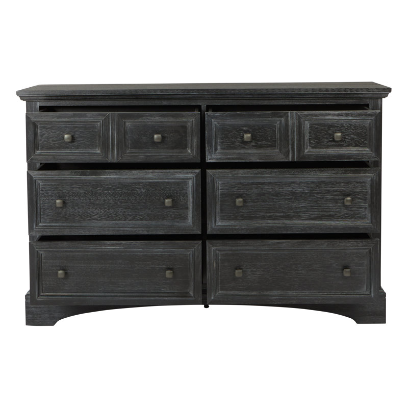 Commode double 6 tiroirs Bunbury, Rustique / Noir