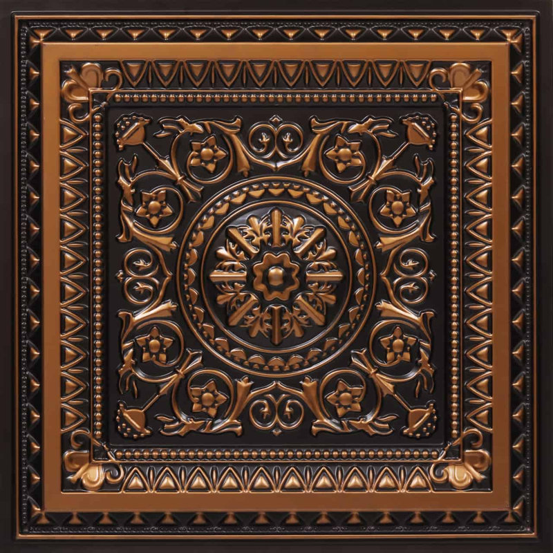 La Scala Drop-in or Glue-up PVC Ceiling Tile, Antique Copper, 24" W x 24" L