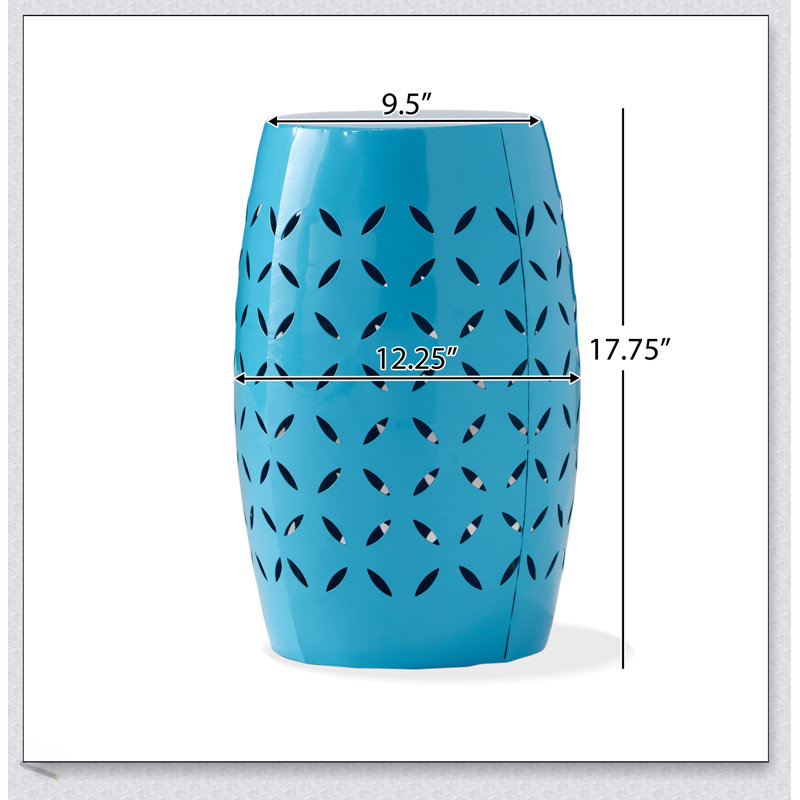 LILAC 12-Inch Accent Side Table, Cylindrical Design For Living Room And Entryway, Industrial Style With Laser-Cut Motifs, Indoor And Outdoor Use