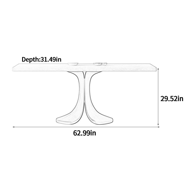 High-end Designer Solid Wood Dining Table, 29.52"H x 62.99"L x 31.49"W