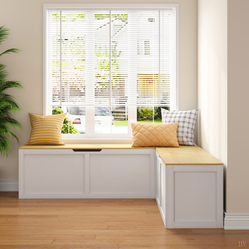Right-angle Storage Bench with Extra-large Storage Compartment, Easy to Assemble