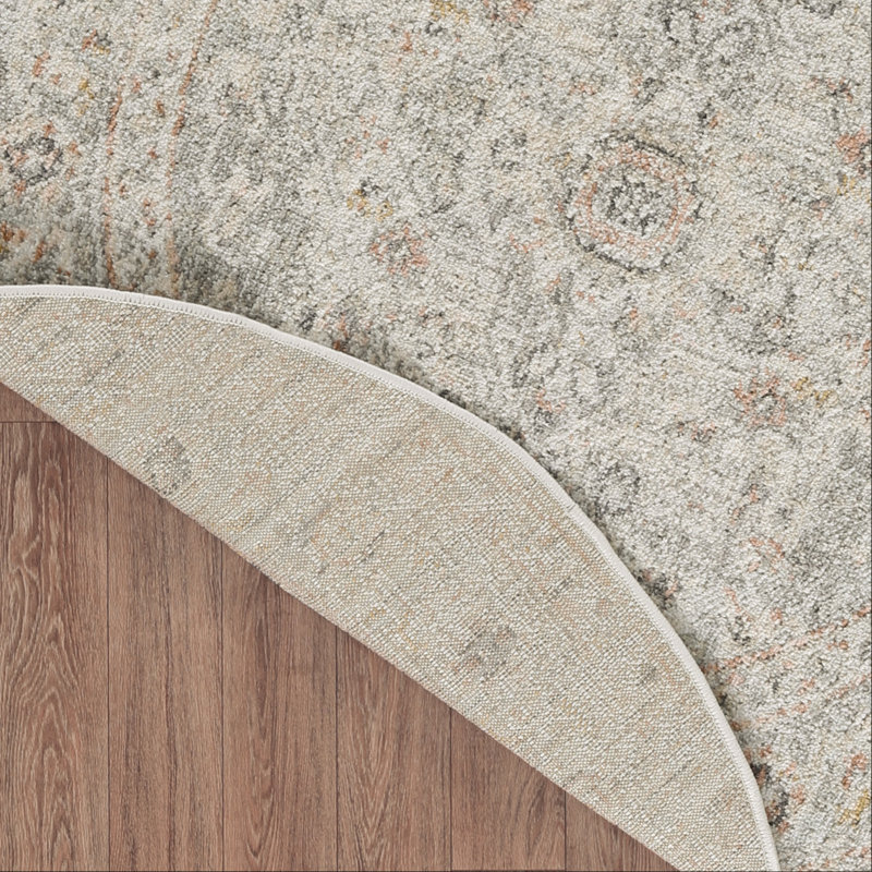 Tapis oriental en plastique polypropylène Kalup, Rond 7 pi 10 po