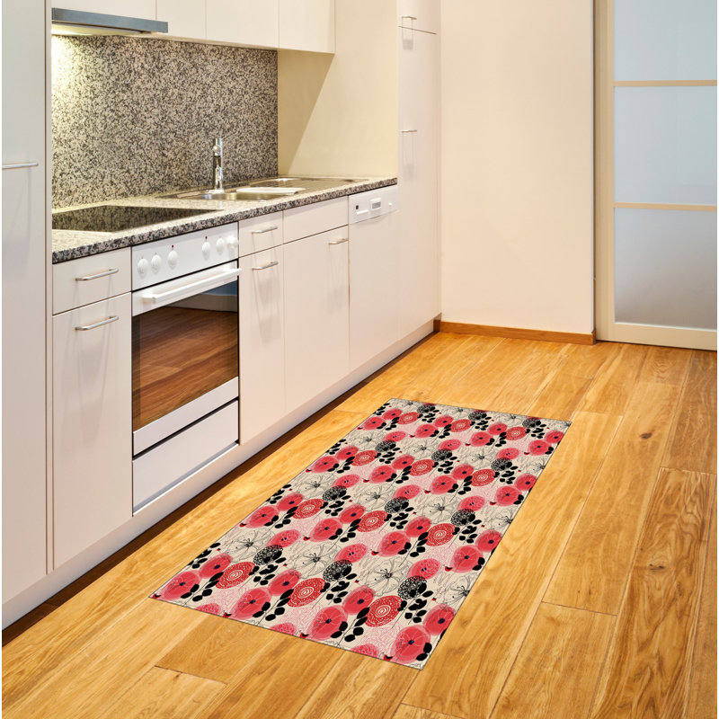Floral High Density Long Fiber Poly Threads Decorative Area Rug Carpet, Rectangle 2'7" x 5'