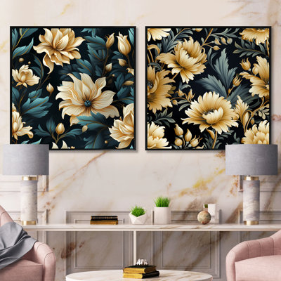 Mattheo - Ensemble de 2 collages carrés floraux