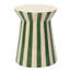 Table d'appoint de patio en céramique à rayures vertes et blanches de 35 cm (13,78 po) avec pied latéral
