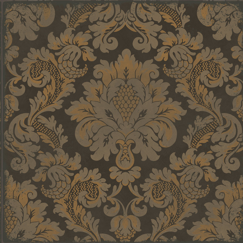 Mariinsky Stravinsky Damask Wallpaper Roll, Charcoal/Bronze