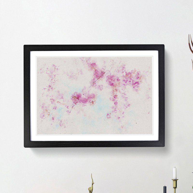 Pink Cherry Blossom Tree in Spring - Framed Print, 24cm H x 33cm W x 2cm D, Black Framed