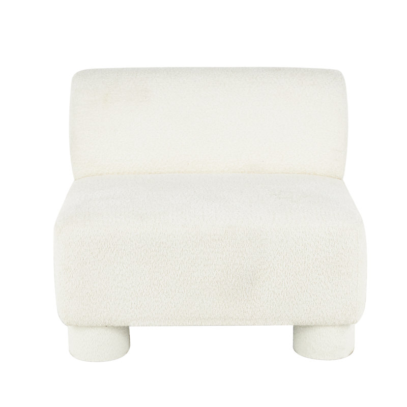 Polyester Square Boucle White Accent Chair