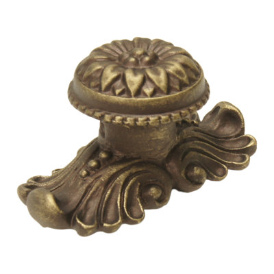 Acanthus large knob with flared foot Rosette style with medium backplatein Platinum