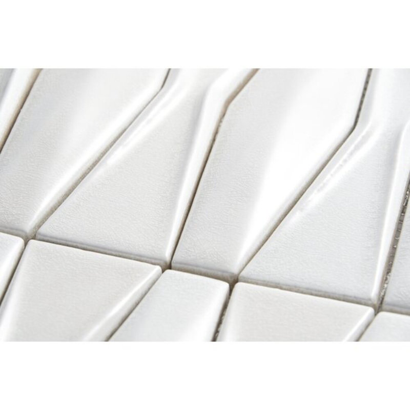 Nabi Harlequin 2x8 Glossy Glass Mosaic Tile, White
