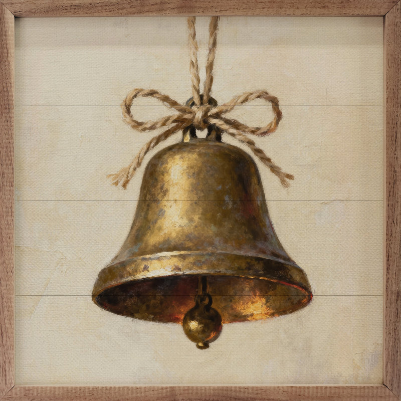 Hanging Bell With Twine, H 16 po x l 16 po