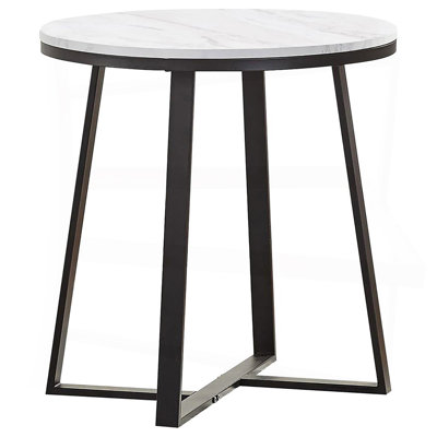 White Faux Marble And Matte Black Table_Coffee Table by Brayden Studio