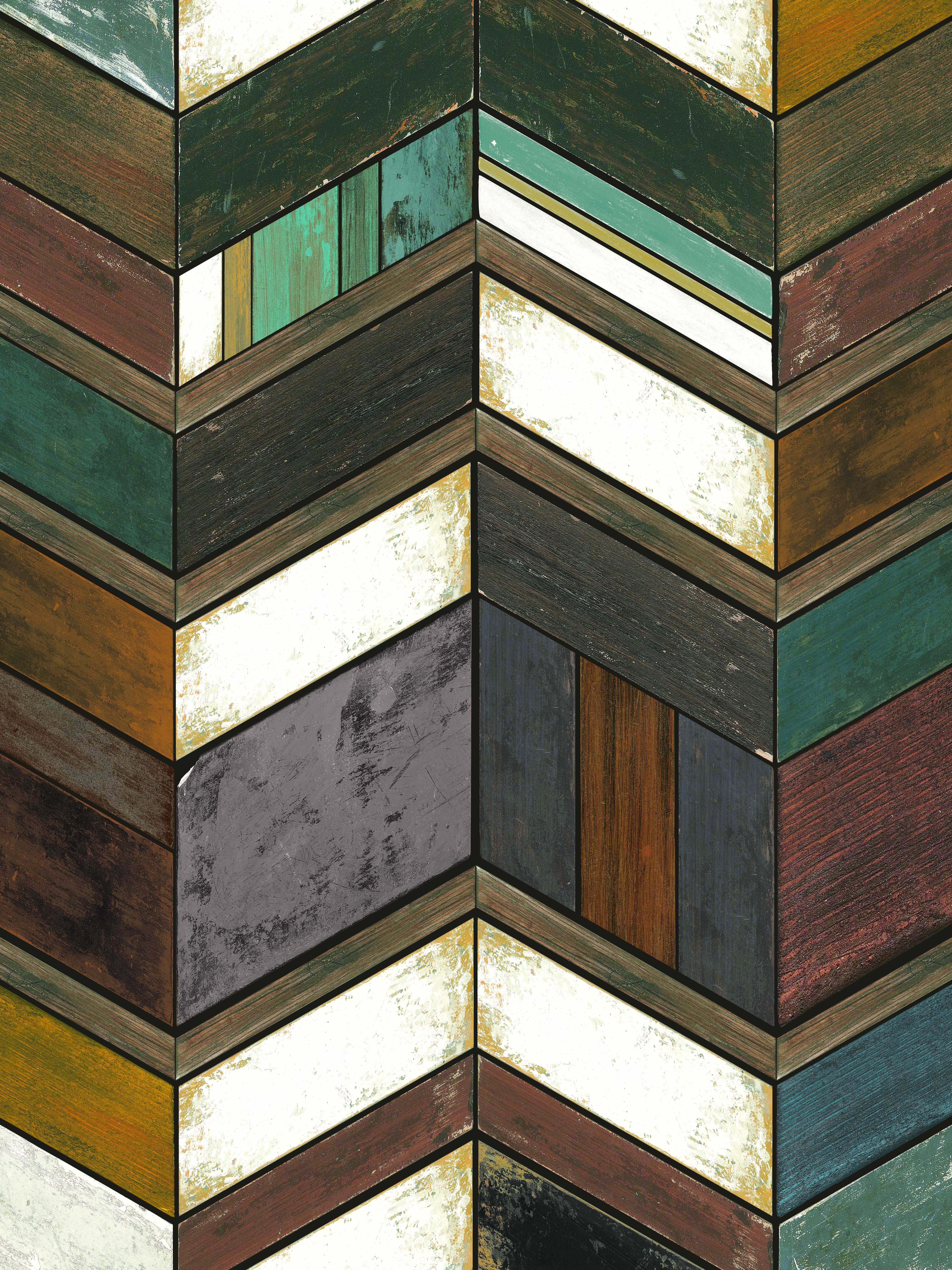 George Oliver Browns Chevron Wood Blocks - Wrapped Canvas Painting ...