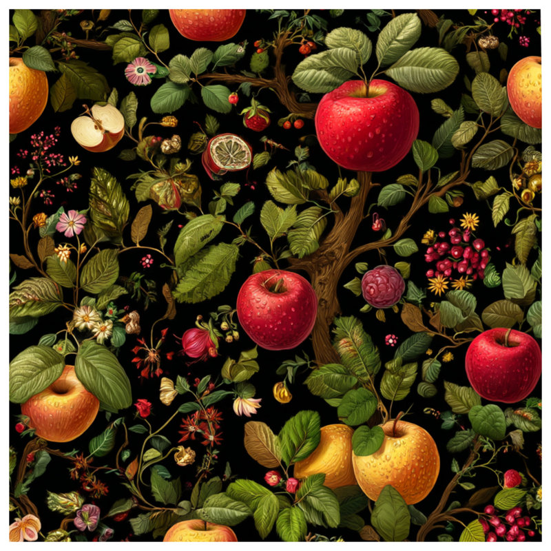 Édredon à motif floral pommes rétro, Grand lit
