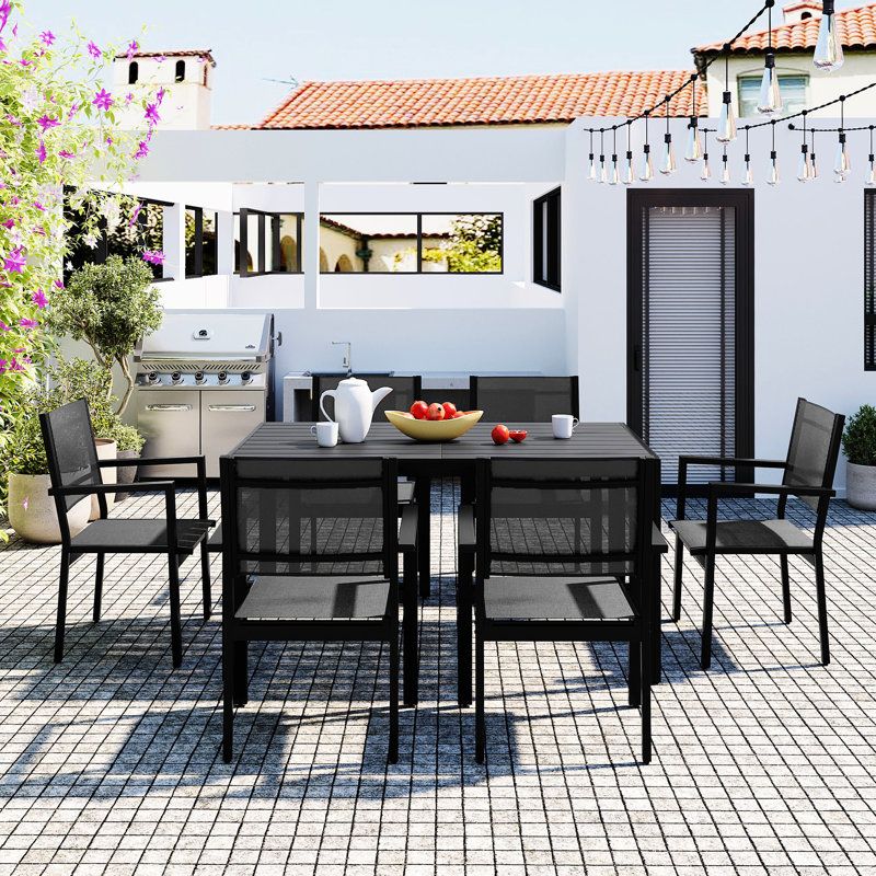 Mobilier d'extérieur en U de style U - moderne, pour patio, balcon, cour arrière, pouvant accueillir 6 personnes avec structure de table et de chaises, conception moderne pour les sièges