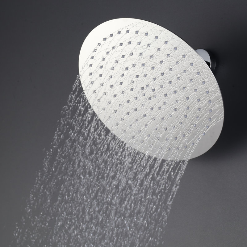 Wide Round Rain Shower Head For Bathroom With 1.8 GPM High-Pressure Swivel Rainfall Spray, Polished Chrome