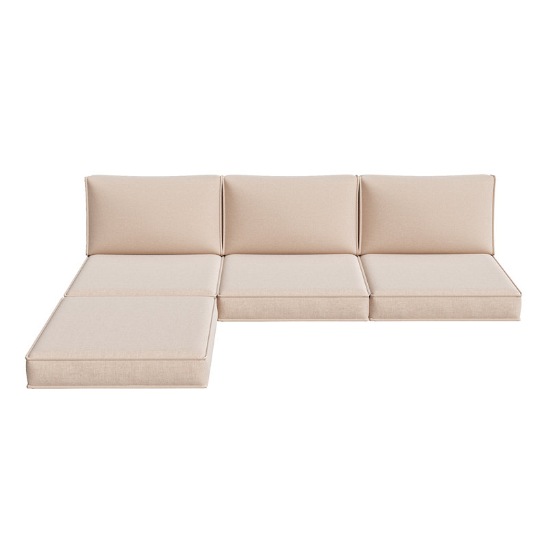 7 pièces de remplacement de housse de coussin de patio - 4 po d'épaisseur hydrofuge pour canapé modulaire à 4 places, Beige