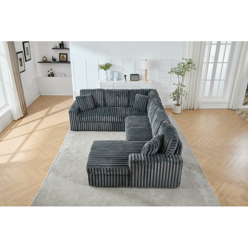 Canapé-lit modulaire en forme de U avec accoudoirs carrés et canapé-lit de 122 po